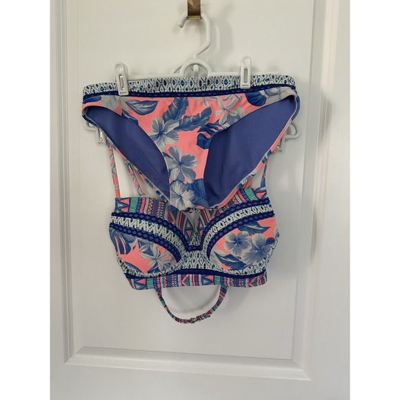 Ocean Pacific Tropical Bikini Orange And Purple Size Lg (11-13) Padded Bra‎ Top - Picture 1 of 7